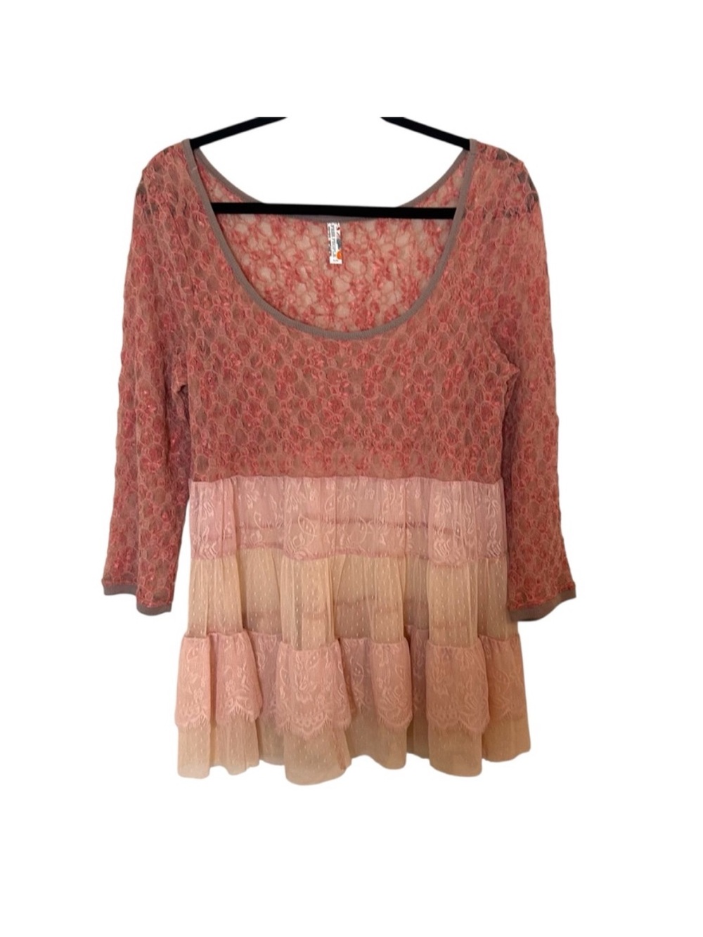 Free People Layered Lace Tunic in Dusty Rose and Blush